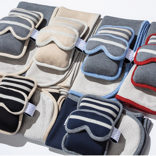 Assortiment d'ensembles de luxe de voyage en laine mérinos / High end luxury travel sets merino wool made in Canada by Volprivé.