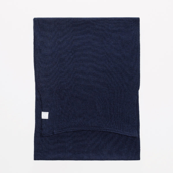 Foulard écharpe en laine mérinos bleu marine / Scarf in merino wool navy blue by Volprivé.