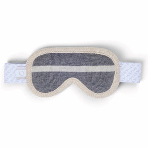 Masque de sommeil de nuit lesté en forme de lunette de ski gris et beige / Weighted sleep night mask ski goggle shape grey and beige made in Canada by Volprivé.